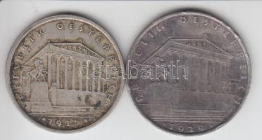Ausztria 1924. 1Sch Ag + 1925. 1Sch Ag T:2- Austria 1924. 1 Schilling Ag + 1925. 1 Schilling C:VF