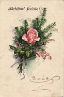 Christmas, floral litho