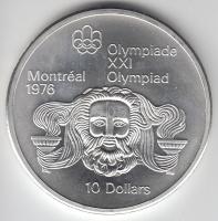 Kanada 1973. 10$ Ag "Montreali olimpia - Zeusz" T:BU Canada 1973. 10 Dollars Ag "Montreal Olympic Games-Zeus" C:BU