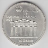 Kanada 1974. 10$ Ag "Montreali olimpia - Zeusz temploma" T:1- Canada 1974. 10 Dollars Ag "Olympics Montreal-Temple of Zeus" C:AU
