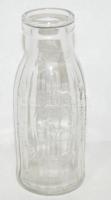 cca 1930 Budapesti Központi Általános Tejcsarnok R.T. 2dl-es tejesüveg, védjeggyel ellátva /  Vintage milk bottle, 15cm