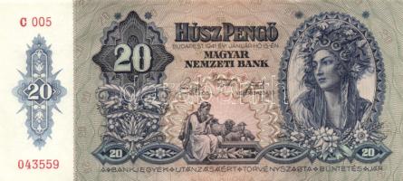 1941. 20P "005" (3x) egymás utáni sorszámmal! T:I- apró sarokkopás