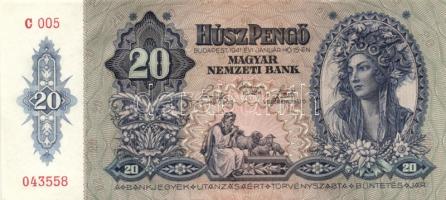 1941. 20P "005" (3x) egymás utáni sorszámmal! T:I- apró sarokkopás