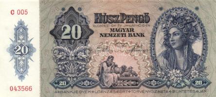 1941. 20P "005" (4x) egymás utáni sorszámmal! T:I- apró sarokkopás