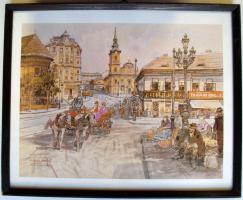 Zórád Ernő (1911-2004) Tabán c. sorozatából 11db nyomat-reprodukció üvegezett keretben, 35x42cm