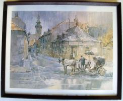 Zórád Ernő (1911-2004) Tabán c. sorozatából 11db nyomat-reprodukció üvegezett keretben, 35x42cm