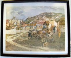 Zórád Ernő (1911-2004) Tabán c. sorozatából 11db nyomat-reprodukció üvegezett keretben, 35x42cm