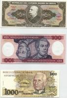 Brazília 1962-1991. 5C + 100C + 1000C T:I Brazil 1962-1991. 5 Cruzeiros + 100 Cruzeiros + 1000 Cruzeiros C:UNC