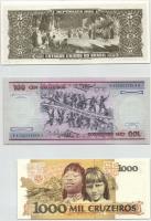 Brazília 1962-1991. 5C + 100C + 1000C T:I
Brazil 1962-1991. 5 Cruzeiros + 100 Cruzeiros + 1000 Cruze...