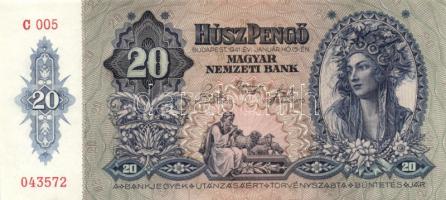 1941. 20P "005" (5x) egymás utáni sorszámmal! T:I- apró sarokkopás