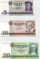 NDK 1971-1975. 5M + 10M + 20M T:I GDR 1971-1975. 5 Mark + 10 Mark + 20 Mark C:UNC
