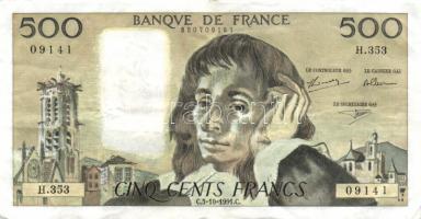 Franciaország 1991. 500Fr T:III France 1991. 500 Francs C:F