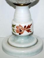 Régi, kézzel festett, porcelán petróleumlámpa üvegburával / 
Vintage hand painted porcelain oil lamp...