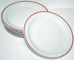 cca 1970 Hiányos, jelzett, retró Zsolnay porcelán étkészlet: 3db bögre aljakkal, 6db kistányér, 4db ...