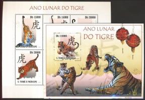 Chinese New Year: Year of the Tiger mini sheet + block, Kínai újév: A tigris éve kisív + blokk
