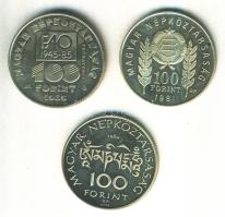 1981. 100Ft "Bulgária 1300 éves" T:PP + 1984. 100Ft "Kőrösi Csoma Sándor" T:PP + 1985. 100Ft "FAO" T:2