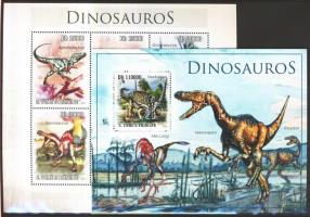 Dinosaurs mini sheet + block, Dinoszauruszok kisív + blokk