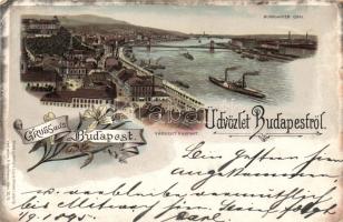 1895 Budapest I. Várkert rakpart, Döbrentei tér litho