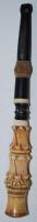 Régi, nagyméretű, díszes, faragott tajtékszipka /  Vintage cigarette holder, 16cm
