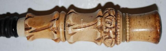 Régi, nagyméretű, díszes, faragott tajtékszipka / 
Vintage cigarette holder, 16cm