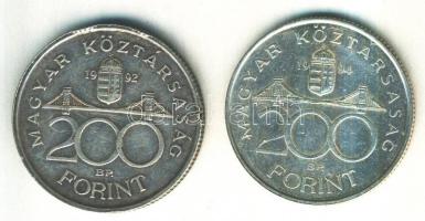 1992. 200Ft Ag "MNB" + 1994. 200Ft Ag "Deák" T:2