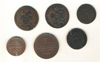 Ausztria/magyar verdejel 1800E 1Kr + 1800S 1Kr + 3Kr + 1800B 3Kr + 1851B 1Kr + 3Kr T:3,3- Ly.