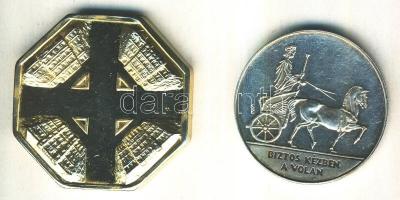 2000. 2db modern emlékérem, egyik ezüstözött, másik aranyozott "Tisza Volán - 50 éves" + &...