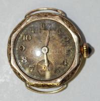 cca 1910 14K svájci arany karóra, féldrágaköves felhúzó-koronával. Jól működik! br 7,8g / Swiss gold watch 14K Works well. gr: 7,8g