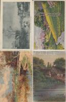 Tájképek, csendéletek - 33 db háború előtti motívumlap néhány lithoval, vegyes minőségben