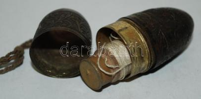 Régi díszített réz varrókészlet / sewing set