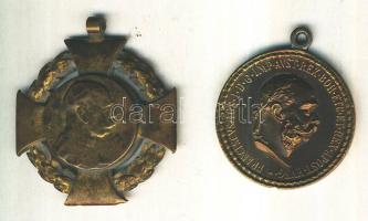 1908. "Katonai Jubileumi Kereszt" mellszalag nélkül T:3+ 1914-1916. "Bronz Katonai Érdemérem" bronzolt fém kitüntetés függeszték nélkül T:2- 1908. Diamond Jubilee Cross for the Armed Forces without ribbon C:F + Hungary 1914-1916. Medal for Military Merit "Signum Laudis" brass-plated metal medal without upper part C:VF