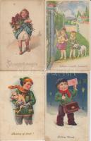 56 db régi üdvözlőlap és virágos motívumlap sok lithoval