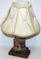 Díszes asztali lámpa vászonburával, zsinór nélkül /  Table lamp missing wire, 40cm