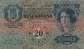 1913. 20K T:III + 1915. 10K + T:II(enyhe hajlás)