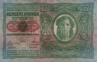 1912. 100K német mindkét oldal "Deutschösterreich" felülbélyegzéssel T:II-