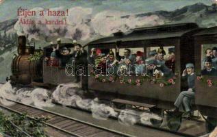 Military WWI Hungarian propaganda, locomotive (EB)