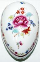 Kézzel festett tojás alakú Nanking bouquet-mintás jelzett Herendi porcelán bonbonier hibátlan állapo...