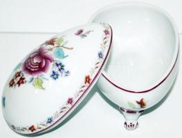 Kézzel festett tojás alakú Nanking bouquet-mintás jelzett Herendi porcelán bonbonier hibátlan állapo...