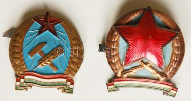 1949-50. Rákosí-címeres sapkajelvény (38mm) + Munkásőr sapkajelvény (38mm) T:2,2-