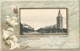 Hajdúböszörmény Kossuth tér, Art Nouveau Emb. litho