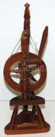 Fából készült, mozgatható, kis rokka / 
Small spinning wheel, 23,5cm