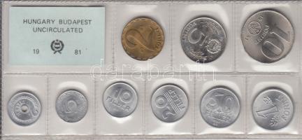 1981. 2f-10Ft 9db klf érmés forgalmi sor fóliatokban T:1