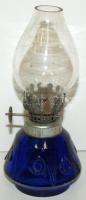 Kis régi üveg petróleumlámpa /  Vintage glass oil lamp, 14cm