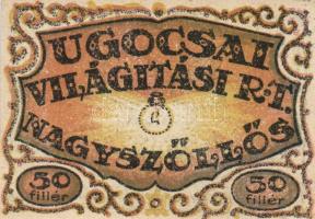 Nagyszőllős 1919. "Ugocsai Világítási Rt." értékjegy 50f, 1K, 2K, 3K, 5K T:I