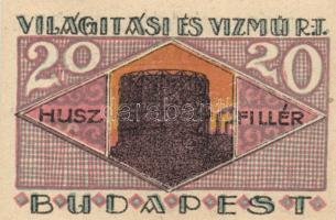 Budapest 1920. "Világítási és Vízmű R.T." Utalványa 20f, 50f, 1K, 2K, 5K, 10K T:I