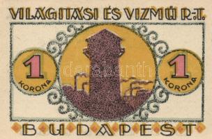 Budapest 1920. "Világítási és Vízmű R.T." Utalványa 20f, 50f, 1K, 2K, 5K, 10K T:I