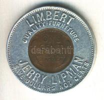 Amerikai Egyesült Allamok 1937. 1c "Spórolj dollárokat, ne csak centeket" szerencsezseton T:2 USA 1937. 1 cent ""Save dollars not cents" token C:XF