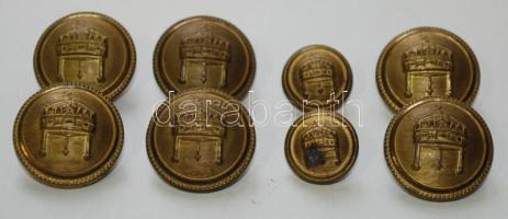6db nagyobb és 2db kisebb méretű katonai egyenruha gomb T:2