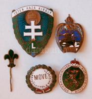 5db különféle zománcozott Br jelvény: ~1940. "Isten Haza Király" zománcozott Br levente je...