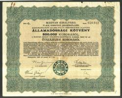 1925. Államadóssági kötvények 125.000K + 250.000K + 500.000K + 1.000.000K szelvényekkel